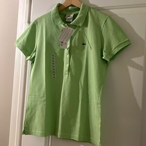 NWT: Pistachio Coloured Lacoste  Pique Stretch polo.